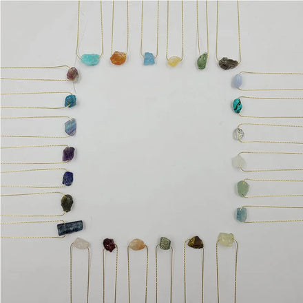 Western Natural Turquoise Stone Birthstone Pendant Necklace Irregular Raw Gemstone Crystal Pendant Necklace for Women Jewelry