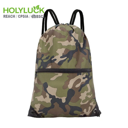 Holyluck Wholesale Recyclable Custom Logo Printing Eco-friendly Ripstop Nylon Polyester Sports Drawstring Bag