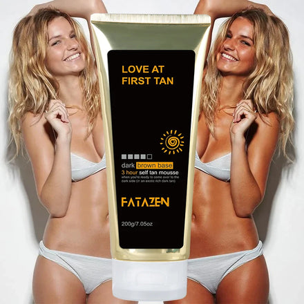 FATAZEN Organic Dark Brown Base Self Tan Lotion Sunscreen Tanning Cream Private Label Sunless Natural Black Skin Tanning Mousse