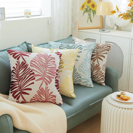 Amity Factory Wholesale Polyester Leaves Pattern Throw Pillow Cover Home Living Room Sofa Decor Jacquard Cushion Cover