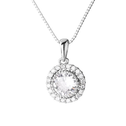 Timeless Round Solitaire Necklace 925 Sterling Silver with a Brilliant Cubic Zirconia Dainty Everyday Jewelry for Women