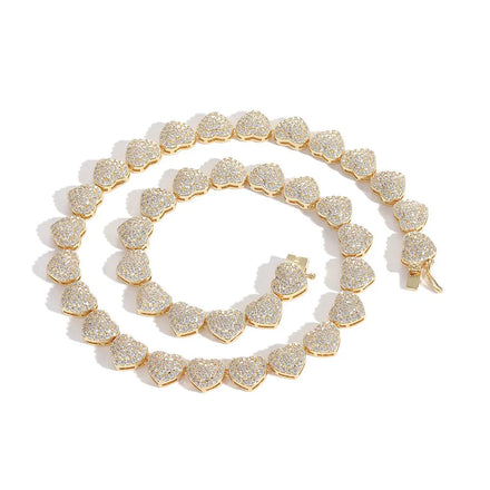 Wholesale Fashion Bling Bling Jewelry Men Chain Hip Hop Ice Out Heart Necklace Tennis Chain Chocker