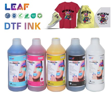 LEAF DTF Printer Ink 1000ml Premium DTF Ink for T-shirt Printing Heat Transfer CMYK White DTF Ink