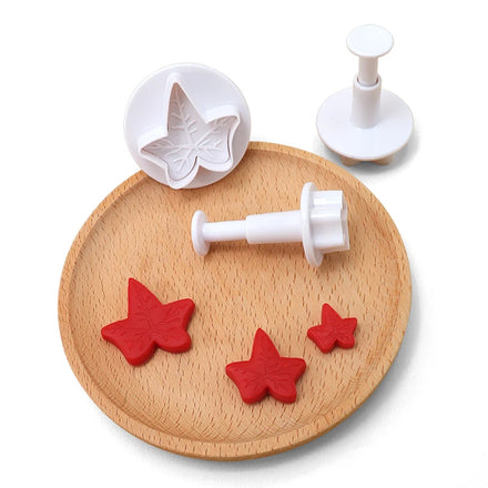 3pcs Eco-Friendly Plastic Round Cookie Cutter Set Cartoon Maple Leaf Springform Mold DIY Cake Stamper Creative Cookie Tools