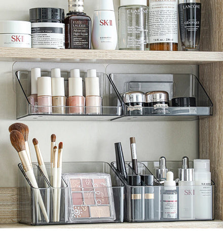 SHIMOYAMA Bathroom Cabinet Cosmetic Storage Box With Lipstick Holder Makeup Brush Rack Organiser for Mirror Cabinet