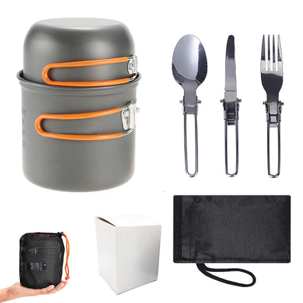 Outdoor Camping Cooking Set Stainless Steel Cooking Pot Set Multifunctional Camping Cookware