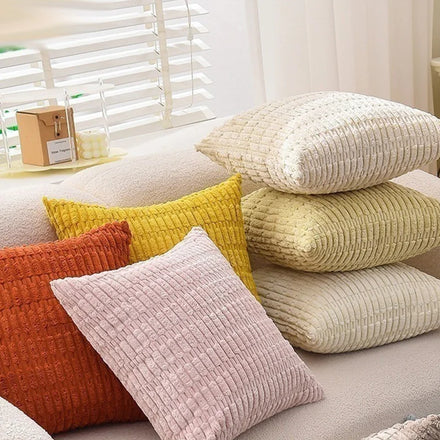 Amity Modern Home Solid Striped Square Throw Pillowcase Polyester Corduroy Cushion Cover Wholesale Decorative Cushion Covers