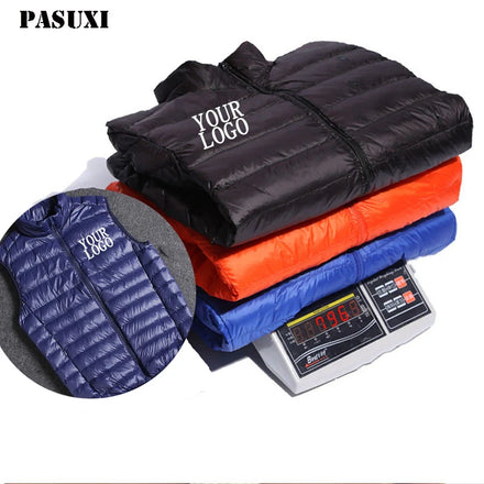 PASUXI Wholesale Custom Logo Light Warm Coat Polyester Black Hooded Winter Bubble Puff Filled Jacket