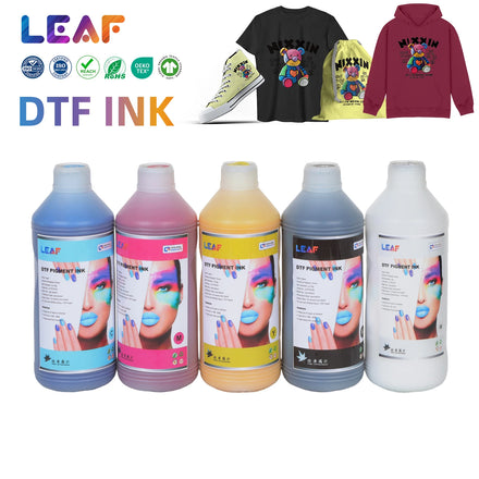 LEAF DTF Ink Printer Inks Premium 5 Colors 1000ml DTF Pigment Printing Ink for for Epson I3200 I1600 Xp600 1390 4720 Tx800 Head