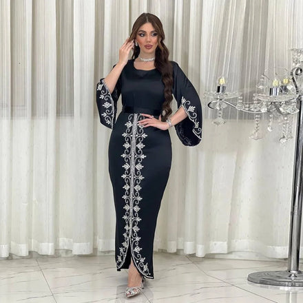 Abaya Frauen Muslimisches Kleid Long Sleeve square Neck Fishtail Skirt With Half Sleeves Manufacturers for Customs Clothes
