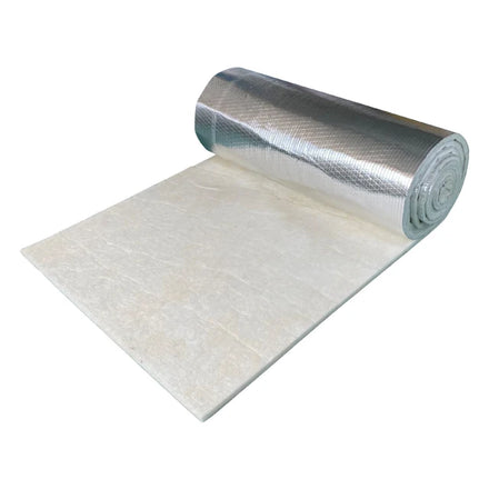 FRK Foil Faced Duct Wrap Fiberglass Insulation 32kg/m3 25mm HVAC Thermal Insulation Aluminium Foil Paper White Glass Wool Roll