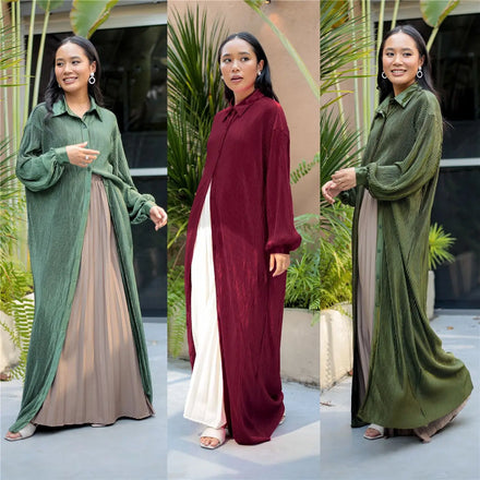 2023 New Style Women Luxury Abaya Elegant Lapel Collar Solid Color Long Sleeve Manufacturers for Customs Clothes