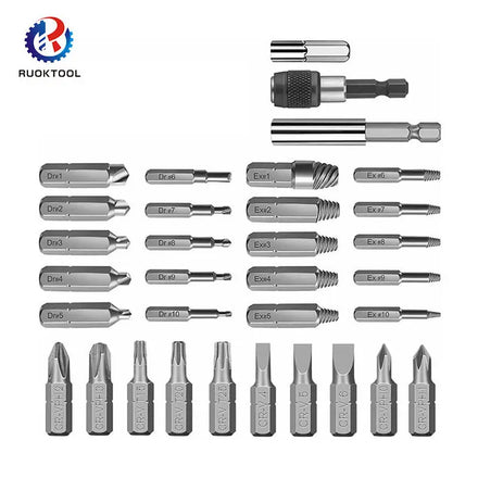 Hot Sale 33pcs Broken Screw Extractor Set High Speed Steel Broken Screw Removal Tool Set Drill Extractor Set
