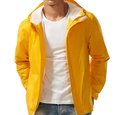 Men's Stylish Outdoor Hooded Windbreaker Jacket Stand Waterproof Canvas Design Quick Dry Breathable High Street Style Front