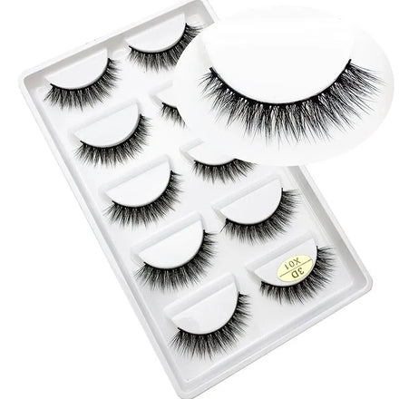 Support Small Wholesale 5 Pairs 3D Faux Mink Lashes Silk Eyelashes Natural Style Private Label Packaging 3DX Series Eyelashes