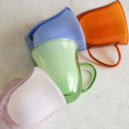 Wholesale Luxury Borosilicate Heat Resistant Double Wall Glass Eco-Friendly Hand Blown Customized Color Party Tea Coffee Mug