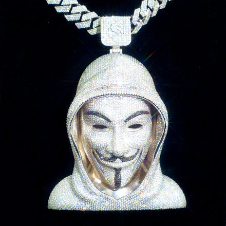 Bereal Custom Pendant Vvs Iced Out Moissanite 3D V for Vendetta Cartoon Pendant Hip Hop Pass Diamond Tester Silver Pendant Men