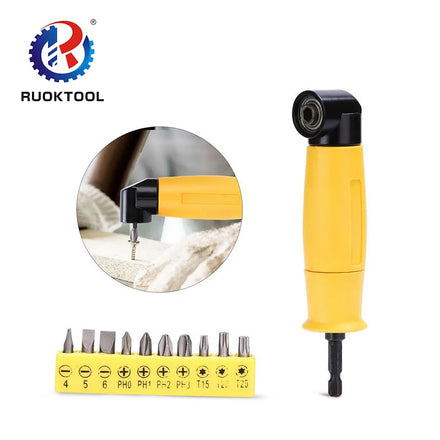 90 Degree Angle Extension Right Driver Drilling Shank Screwdriver Magnetic 1/4 Inch Hex Drill Bit Socket Holder Adaptor Sleeve