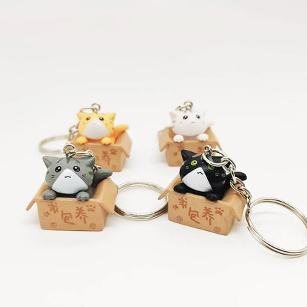 Cartoon Cute Cat Resin Carabiner Keychain Fireproof Light Weight Fashion Trend Creative Box Key Ring Car Key Holder Women Bag