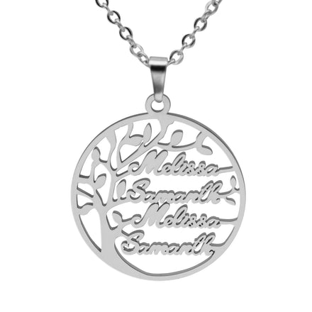 1 Piece Customized | DIY Stainless Steel Name Necklace Tree of Life Family Necklace 1 Contact Customer Service