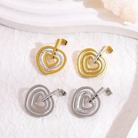 Jewelry Large Zircon Hoop Earrings 18K Gold Plated Stainless Steel Shiny Double Hoop Circle Crystal Rhinestone Earring for Women