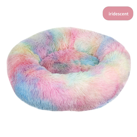 Hot Selling Wholesale Round Plush Donut Bed for Cat Deep Sleeping Fluffy Dog Bed Portable Winter Warm Mascotas Pet Beds