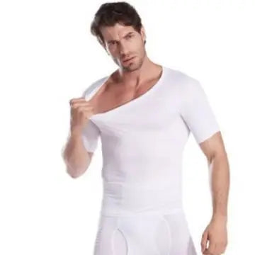 Wholesale Men's Slim Body Shaper Breathable Tummy Control Garment White Thermal Knitted Body Shaping for Men