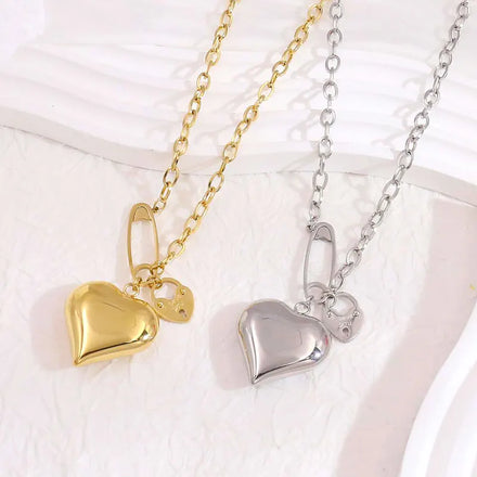 Fashion 18K Gold Plated Stainless Steel Waterproof Ladies Accessories Jewelry Pendants & Charms Heart Pendant Pendant Necklace