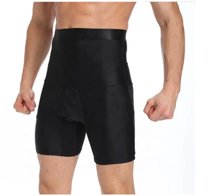 OEM Men's High Waist Tummy Control Knitted Breathable Thermal Spandex Compression Shapewear Shorts in Stock