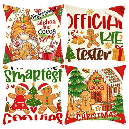 Amity Christmas 4Pcs Sofa Decoration Throw Pillow Cover Polyester Printed Cushion Cover Home Living Room 45*45cm Pillowcase