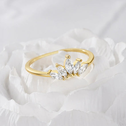 Aimgal Fine Jewelry Tarnish Free S925 Sterling Silver Marquise Diamond Index Finger 18K Gold Plated Ring