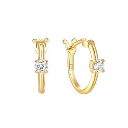 Aimgal Four-Prong 5A Zircon Hoop Earrings 18K Gold-Plated S925 Silver NGTC Certified Unisex Trendy Gift & Party Fine Jewelry