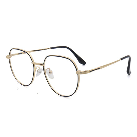 Eye Anti Blue Light Blocking Glasses Trendy Vintage Round Eyeglasses Frames Metal