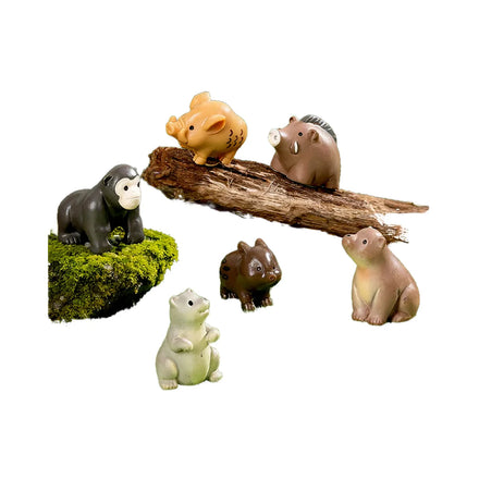 fairy Garden 3D Wild Boar Gorilla Otter Brown Bear Cute Animal Resin Figurines Doll Miniature Figure for Terrarium Aquarium tank