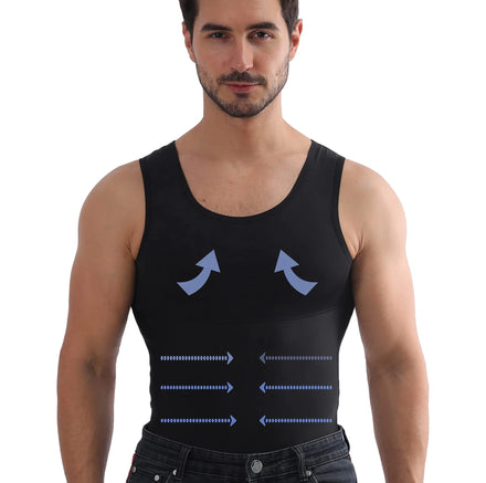 Men's Large Size Sleeveless Shapewear Tummy Control Knitted Compression Shapers Breathable Nylon Spandex Slimming Thermal