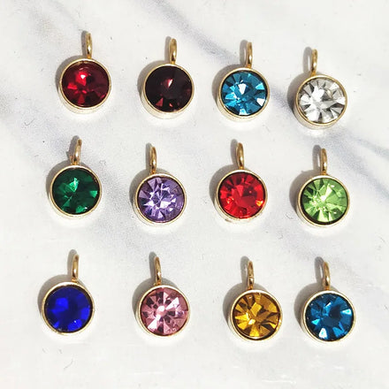 Factory Jewelry Accessories Stainless Steel Colorful Cubic Zircon 6*8mm Charm Pendant 12 Birthstone Lucky Charms Jewelry Making