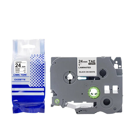 Tatrix Black on White TZ251 TZe251 TZ-251 TZe-251 24mm Compatible Laminated Label Tape Cartridge for Brother P Touch PT-2100
