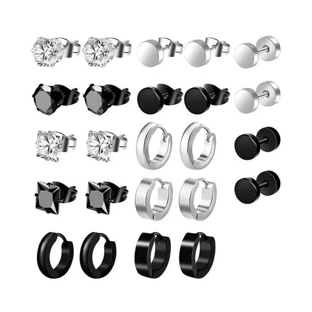Trendy Gold-Plated Stainless Steel CZ Hoop Earrings for Men Fashionable Punk Style Hypoallergenic Versatile Wear