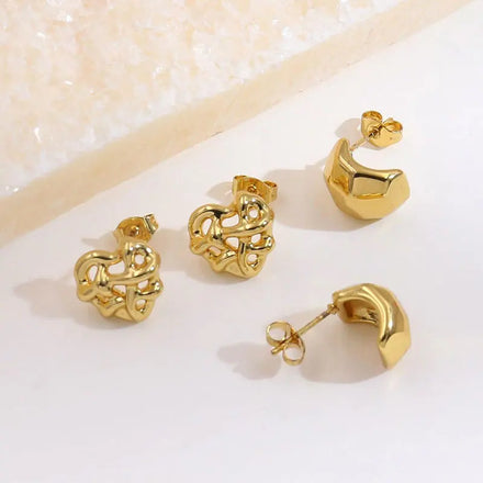 Irregular Gold Exaggerated Jewelry Luxury Personalized Geometric 18K Gold Plated Stainless Steel Lady Accessories Earrings