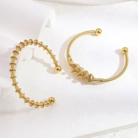 Statement Bangle 18K Gold Plated Designer Twisted Egyptian Bracelet Waterproof Tarnish Free Twist Wire Cuff Bangle for Women
