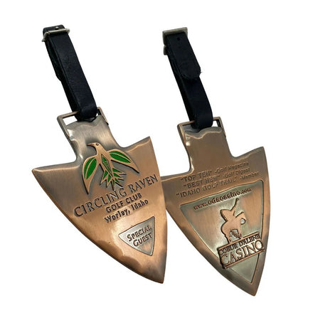 Custom Logo Leather Strap Metal Die Cast Golf Bag Tags