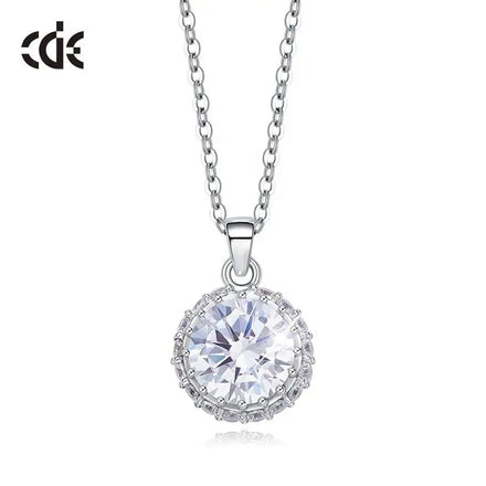CDE YN0840 Fine Jewelry 925 Sterling Silver 0.05 Micron Rhodium Plating Certified Women Wholesale Geometric Crystal Necklace