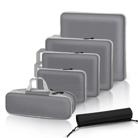 Luxury 6 Piece Polyester Compression Packing Cubes Durable Travel Organizer with Double Zipper Capacity Sewing Fashion Style