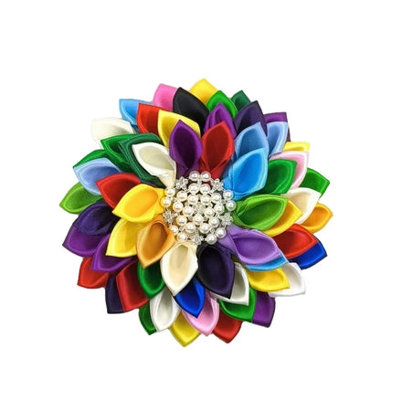 Polyester Satin Floral Brooch Pins Customized Design Colors for Wedding Party & Engagement-Gift