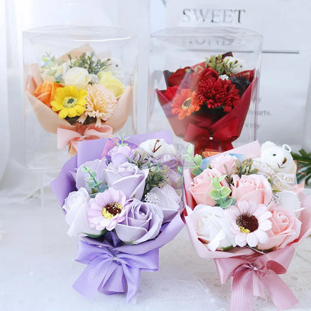 Soap Rose Bouquet Valentines Day Gift for Fridend Wedding Bouquet Home Decorations Holding Artificial Rose Flowers