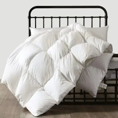 DWR Luxury Duck Feathers Down Comforter Ultra-Soft Cotton Cover Light Weight for All Season Hotel Style Fluffy Duvet Insert
