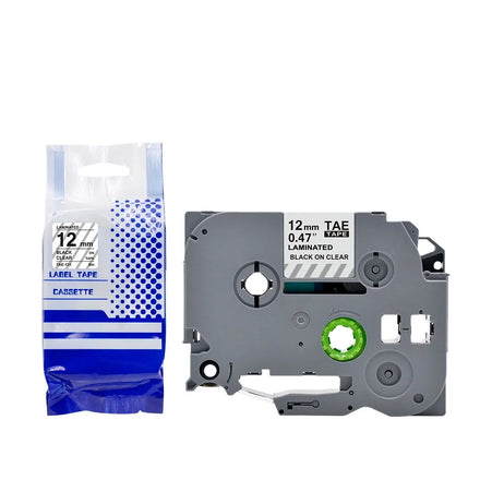 Tatrix Black on Clear TZ131 TZe131 TZ-131 TZe-131 12mm Compatible Laminated Label Ribbon Cartridge for Brother PT-1000