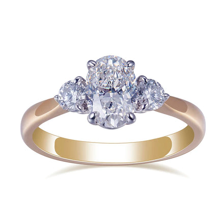 MiShang Jewelry MSR-655 18k Yellow Gold Engagement Wedding Ring 1.1ct D VVS2 Oval Cut Lab Diamond Ring for Women