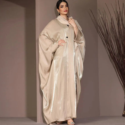 Abaya Women Muslim Dress Turkey V-neck Long Sleeve Solid Color Maxi Dress Ladies Muslim Casual Open Abaya