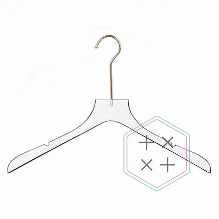 AS 43 cm High End Custom Logo Gold Hook Transparent Acrylic Clothes Hanger for Garment Shop